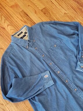 Vtg Bill Blass Blue Denim Button Down Shirt Size: XL